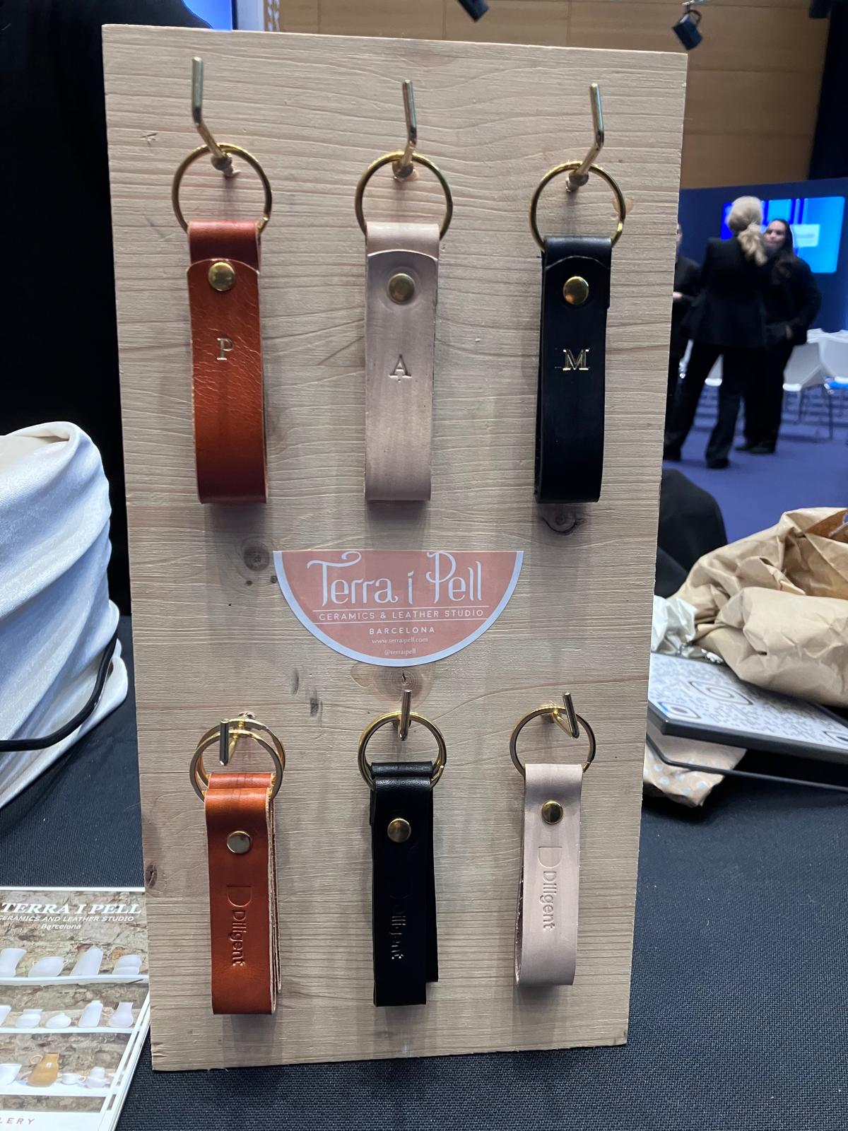 Elegant leather key rings handcrafted by a local artisan. Elegant leather key rings handcrafted by a local artisan.